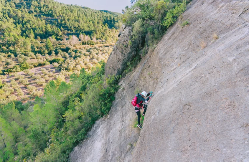 A climber on via ferrata del Peco.